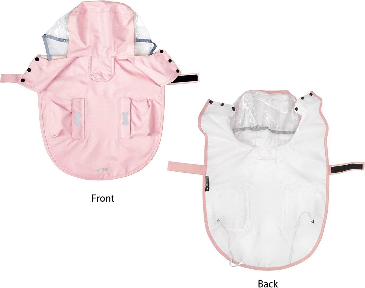 MAMORE Dog Raincoat Waterproof Reflective Adjustable Pet Rain Jacket - X-Small: 4-9lbs / Pink - image 2