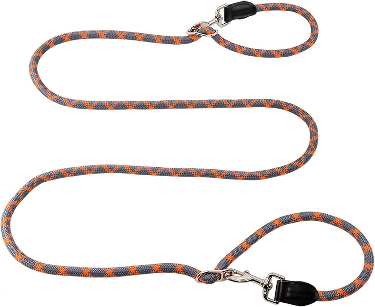 Hands Free Dog Leash, 8 in 1 Multifunction Nylon Double Leash for Dogs,1.2cm Adjustable Waist - Orange