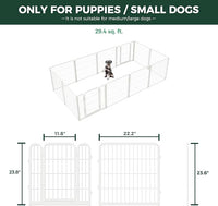 FXW Homeplus Unleashed Indoor Dog Playpen - Stress-Free and Safe Play, Heavy Duty 24 Inch 12 Wire Panels Dog Pen for Puppy and Small Dogs, White│Patented