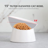 Elevated Cat Bowls, 15° Tilted Ceramic Cat Food Bowl - White / Large - image 4