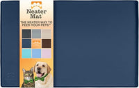 Neater Pet Brands Neater Mat Pet Mats for Food and Water, Cat & Dog Bowl Mat Waterproof Silicone, Feeding Tray, Dog Food Mats for Floors, Placemat w/Raised Edge for Under Bowls, 19” x 12”, Dark Blue