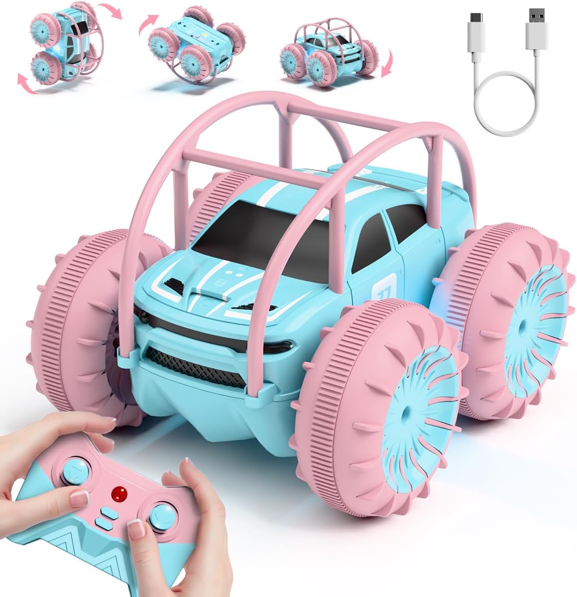 MaxTronic Rechargeable Remote Control Car for Kids - Light Pink