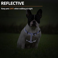PUPTECK No Pull Dog Harness Soft Adjustable Basic Nylon Step in Puppy Vest Outdoor Walking with ID Tag, Reflecive Navy Blue, S