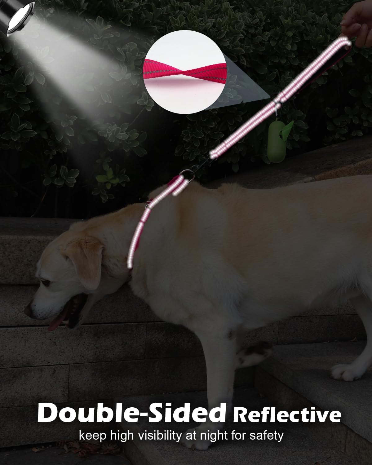 Joytale Short Dog Leash for Close Control & Training, 18" - 1.5 ft / Hotpink - image 2