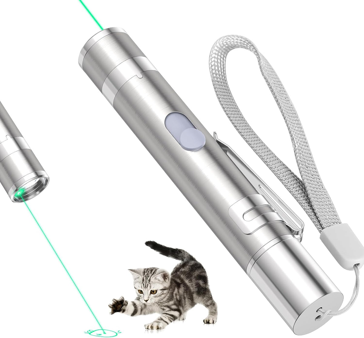 Cat Toy, USB Rechargeable, 3 Light Modes, 5 Fun Patterns, Indoor – Essentials for Cats - 1pcs green light