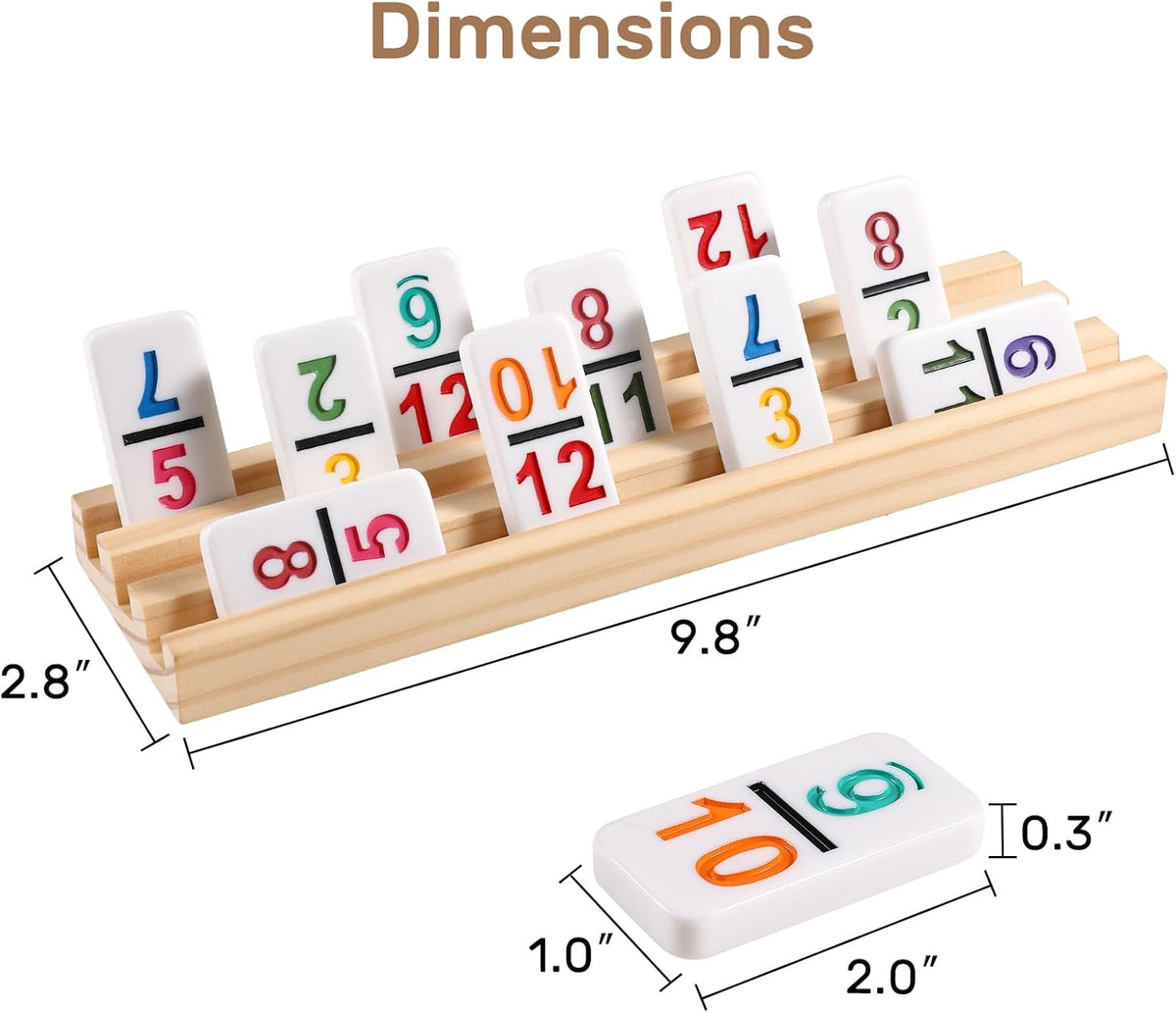 Mexican Train Dominoes Set with Numbers and 4 Wooden Trays/Racks - D12 Numbers 8 Players - image 4