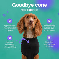 PupShield - Dog Surgery Recovery Suit Male and Female - All Dog Sizes - Easy to Use Anti Licking Design Breathable Comfortable - Spay & Neuter Recovery Suit - Surgical Onesie - Cone Alternative