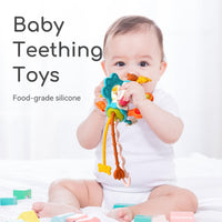 Silicone baby airplane travel toy with pull strings and pop buttons for toddlers 1 to 3 - view 4