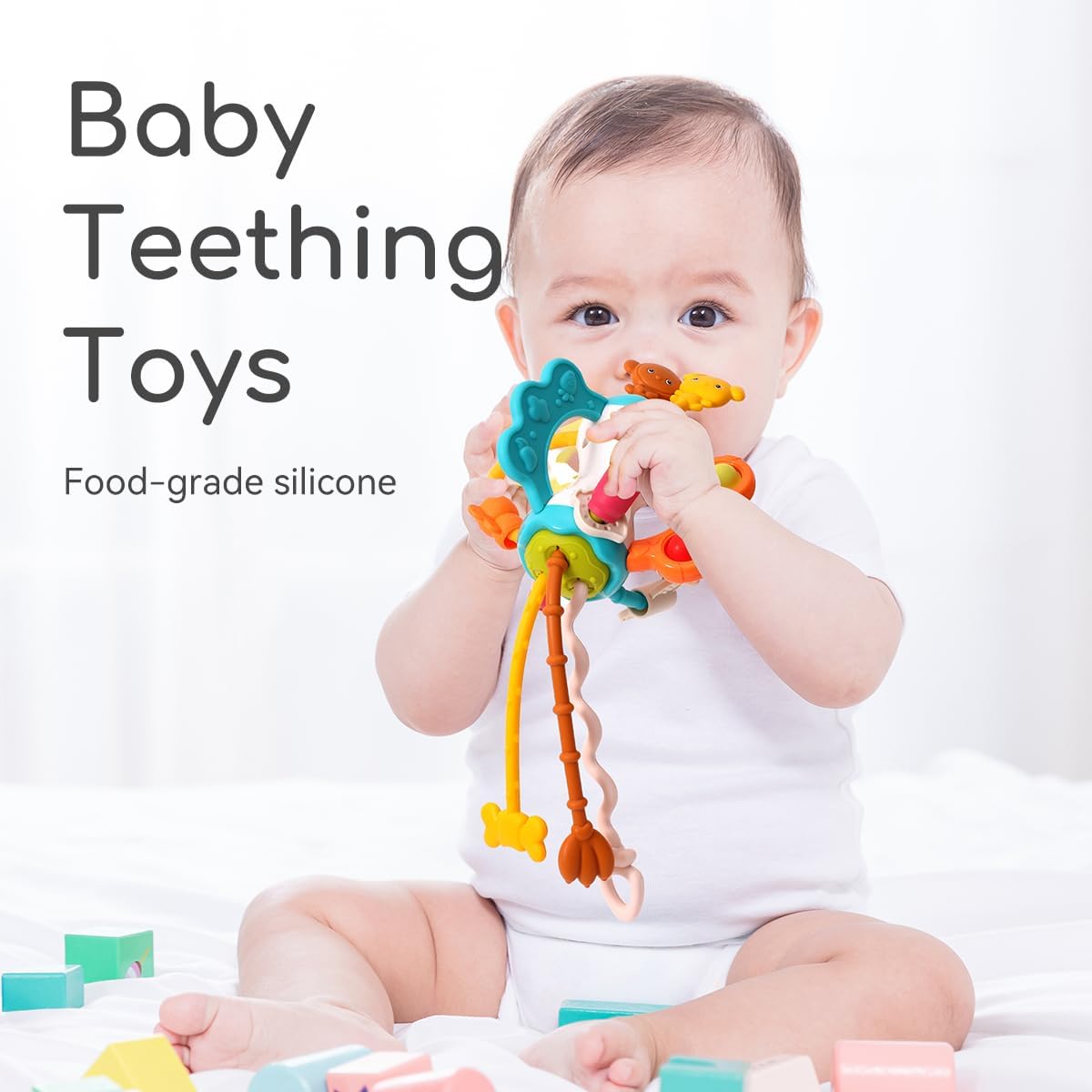 Silicone baby airplane travel toy with pull strings and pop buttons for toddlers 1 to 3 - view 4