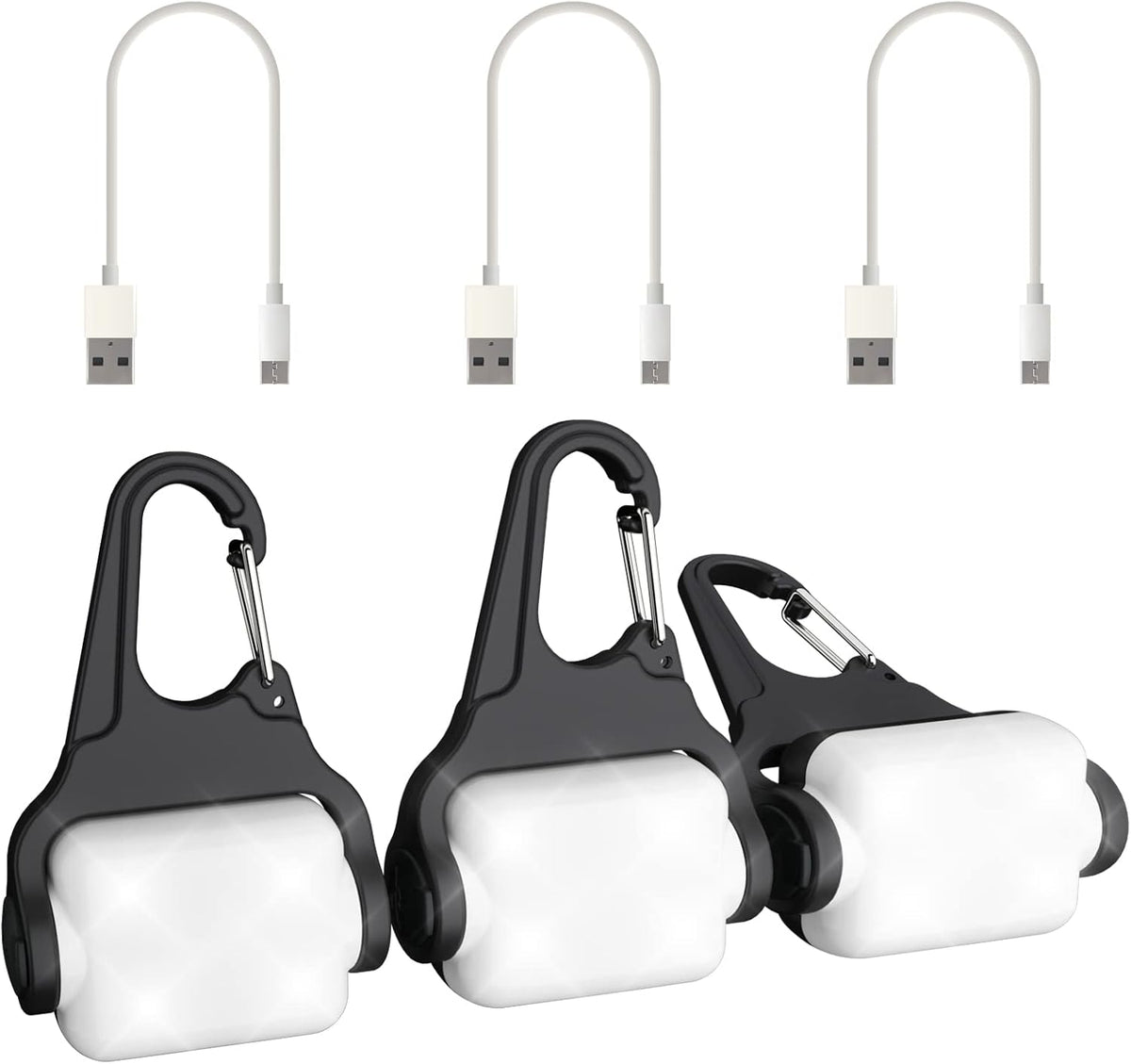 Dog Lights for Night Walking, Clip on Dog Collar Light, 3 Modes - White-3pcs-3Modes