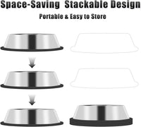 Serentive 3 Pcs Metal Dog Bowls for Small Dogs - 13 oz / Stainless Steel
