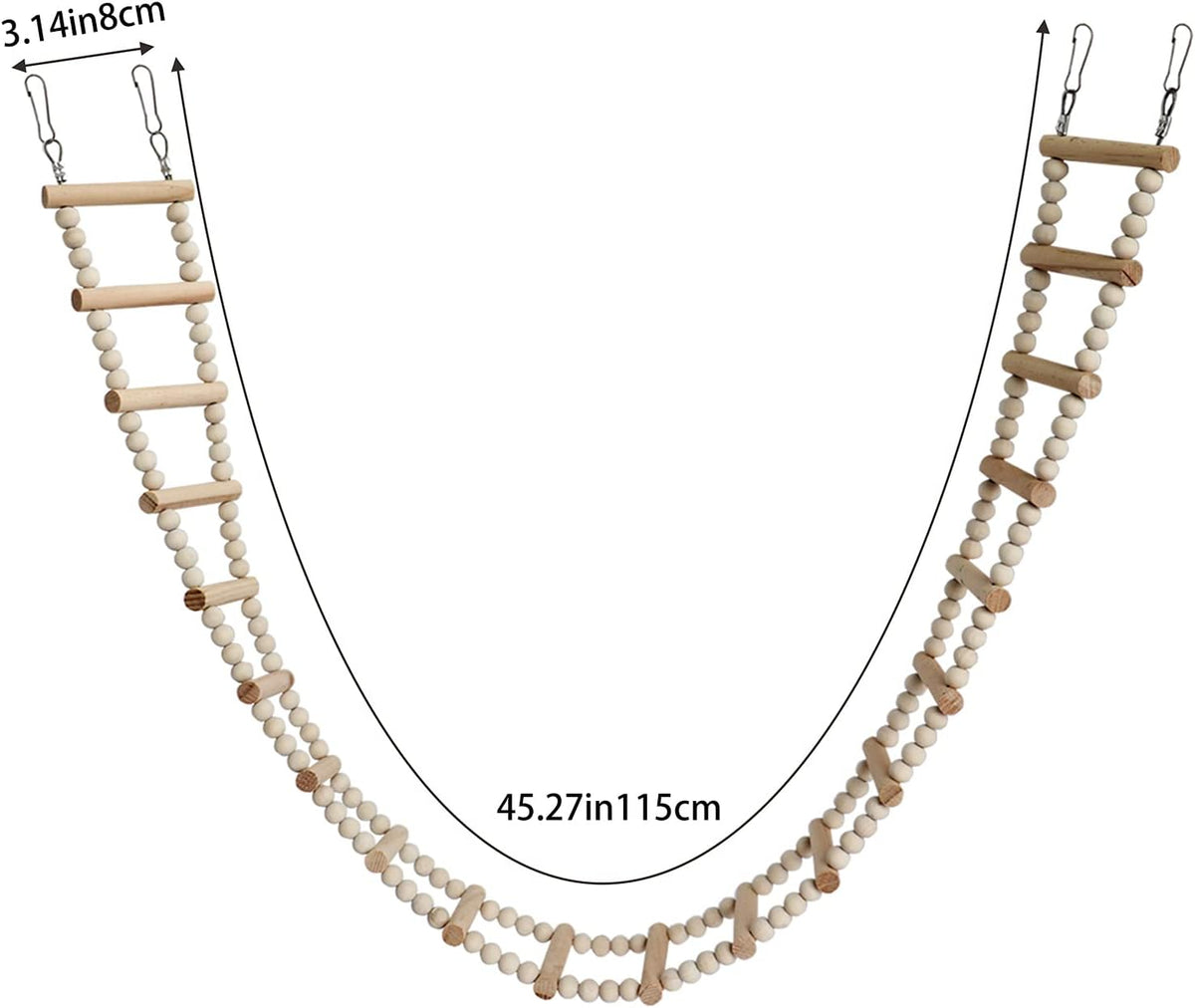 Bird Ladder Bridge, Wooden Pet Hamster Climbing & Swing Toys - 20 Steps - 45.3 × 3.14 Inch - image 2