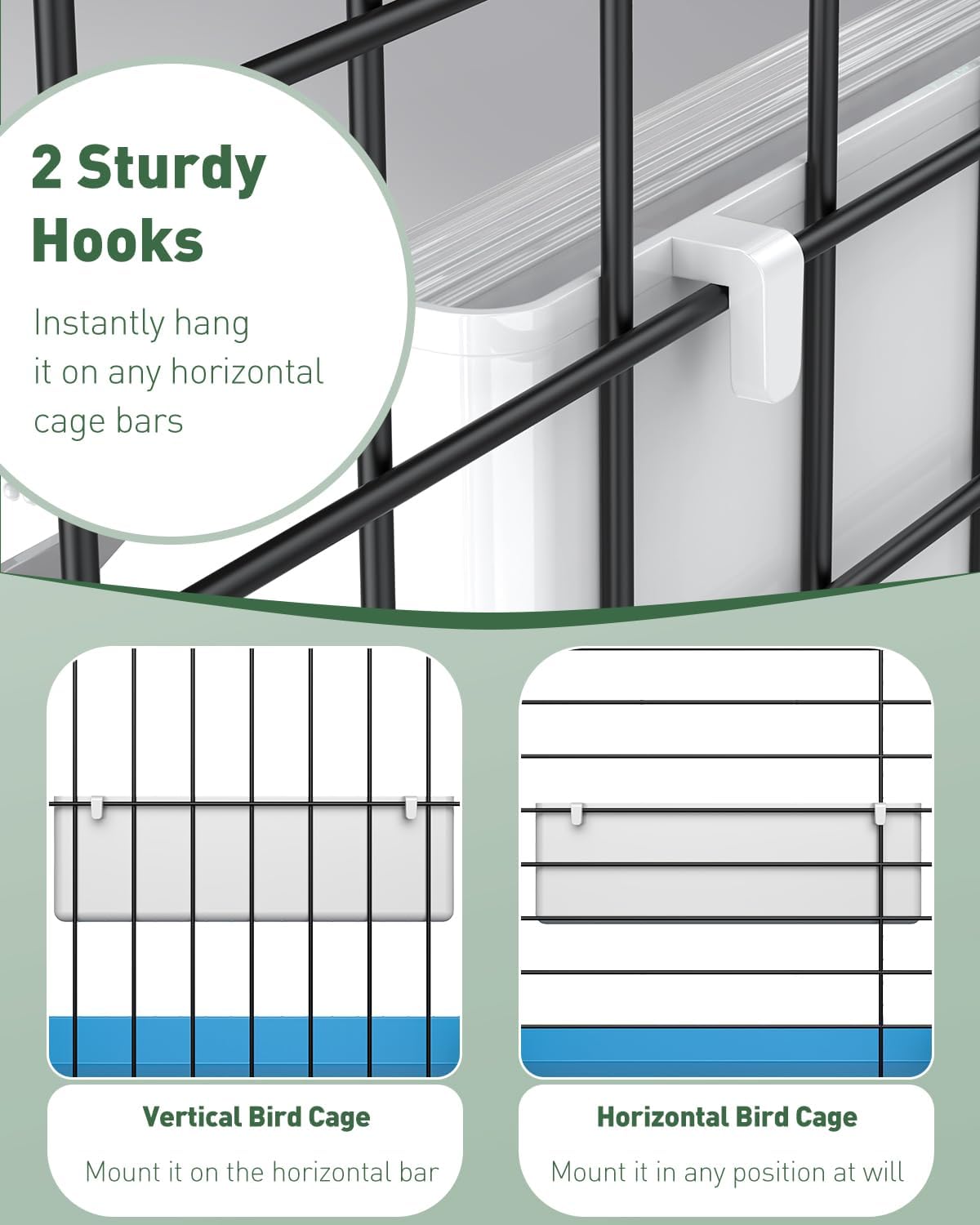 Pawfly 2 Pack Bird Feeder for Cage Hanging Plastic Feeder with Hooks - 1 PC - image 2