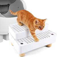 Adjustable Litter Box Step, Cat Ramp for Litter Box, 2 Steps - White / 2 step