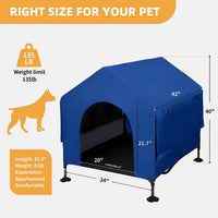 Dog House, 42” Large Dog Houses Outdoor Indoor Elevated Dog Cot Bed – Essentials for Dogs - 42 INCH Dark Blue - image 4