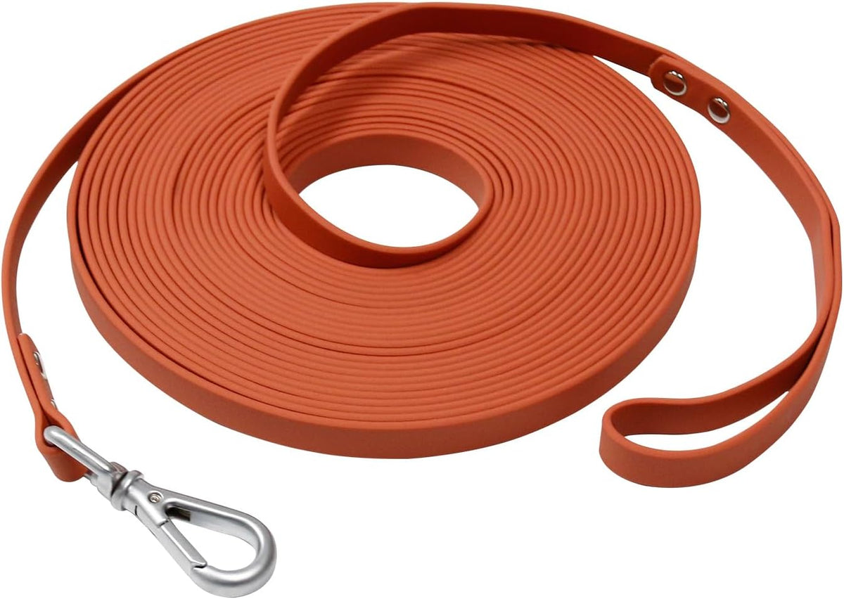 Waterproof Long Dog Leash Recall Training Lead 5 10 16 30 50 Foot - Brandy red / 16ft