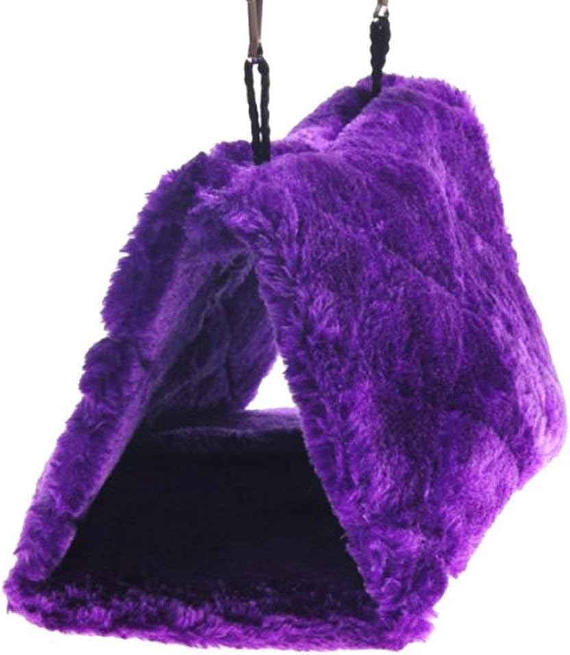 Plush Pet Bird Hut Nest Cdycam Hammock Hanging Cage Warm Nest Happy - Large(Pack of 1) / Purple