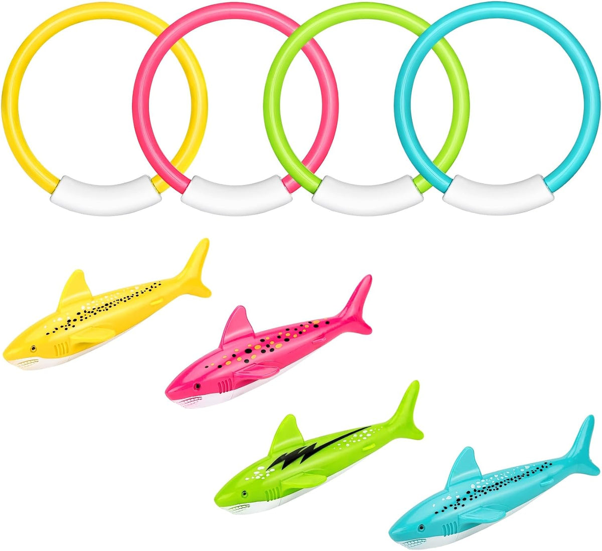Korlon Tec Pool Toys for Kids Ages 4-8-12 - rings and sharks