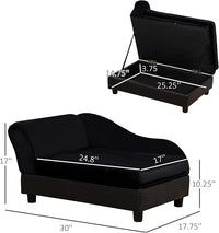 PawHut Luxury Fancy Dog Couch with Hidden Storage, Small Dog Sofa Bed with 2" Soft Foam, Modern Pet Furniture for Puppies & Little Breeds, Black