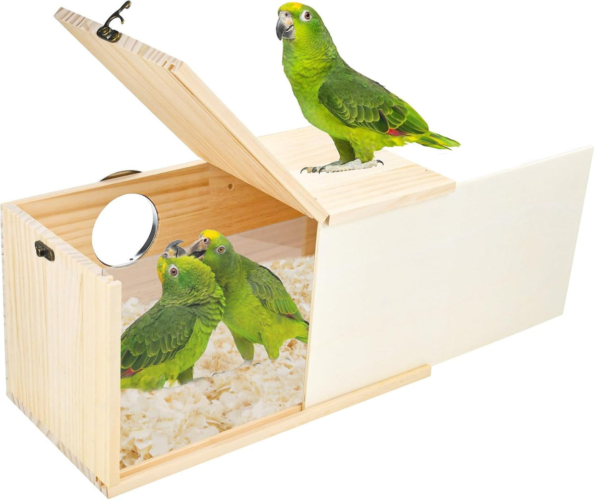 Parrot Nesting Box Cockatiel Nesting Box Bird Breeding Box House - XL(13.3"X7.4"X6.7")