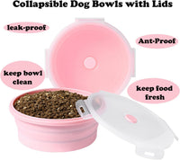 Joyinjojo Collapsible Dog Bowls with Lids - Large / Pink - image 4