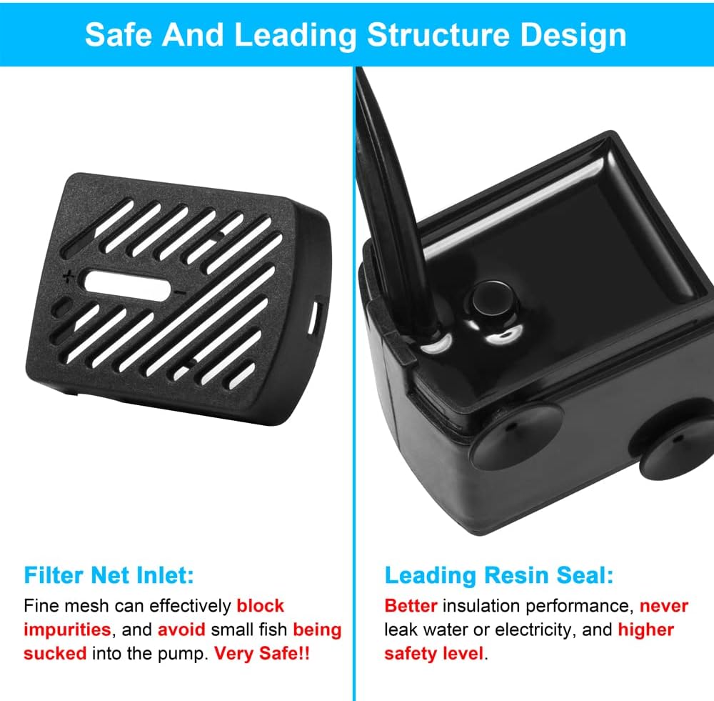 DaToo 50GPH 3W Small Submersible Water Pump Mini Fountain Pump Ultra - 3W 50GPH (With 3.3ft Free Tubing) - image 3