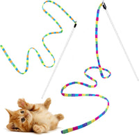 FYNIGO Interactive Cat Wand Toys for Indoor Cats - 2 Rainbow Wand