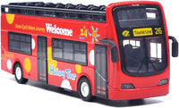 Ailejia red open top double decker sightseeing bus toy with alloy body - view 3