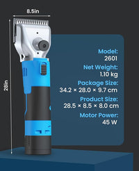 oneisall Cordless Horse Clippers,Professional Horse Grooming Clippers with 2 Batteries,Detachable Stainless Steel Blade Heavy Duty Horse Grooming Kit for Thick Coat