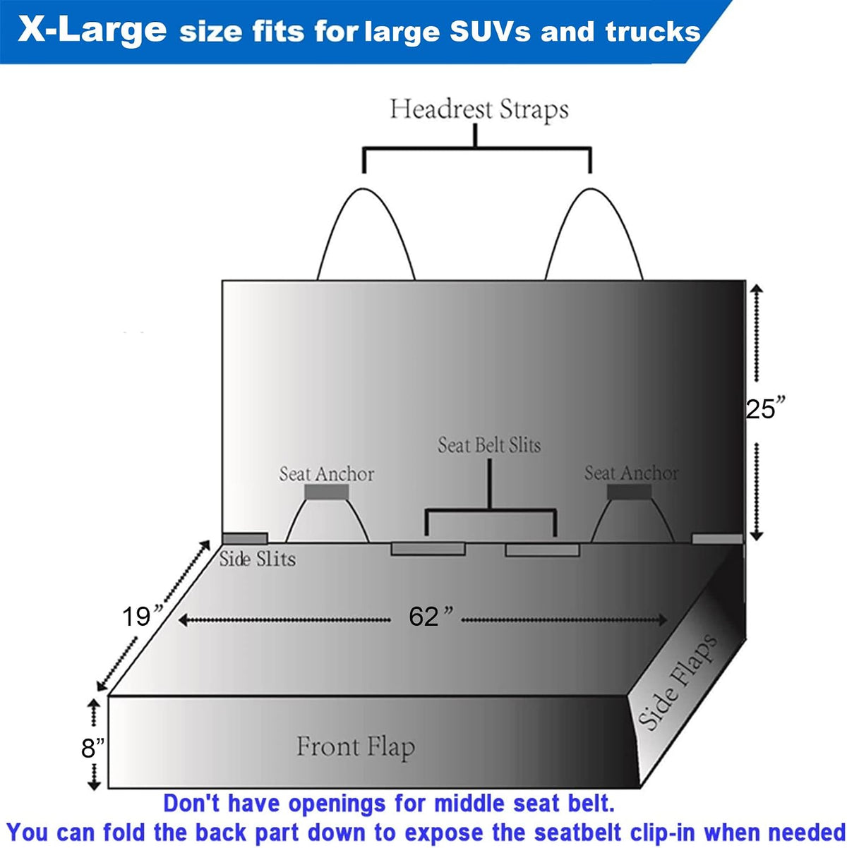 VIEWPETS Bench Car Seat Cover Protector, Waterproof Heavy-Duty - 52" L × 62" W / BLACK GREY - image 4