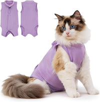 Purple Avont cat recovery suit size M in breathable cotton