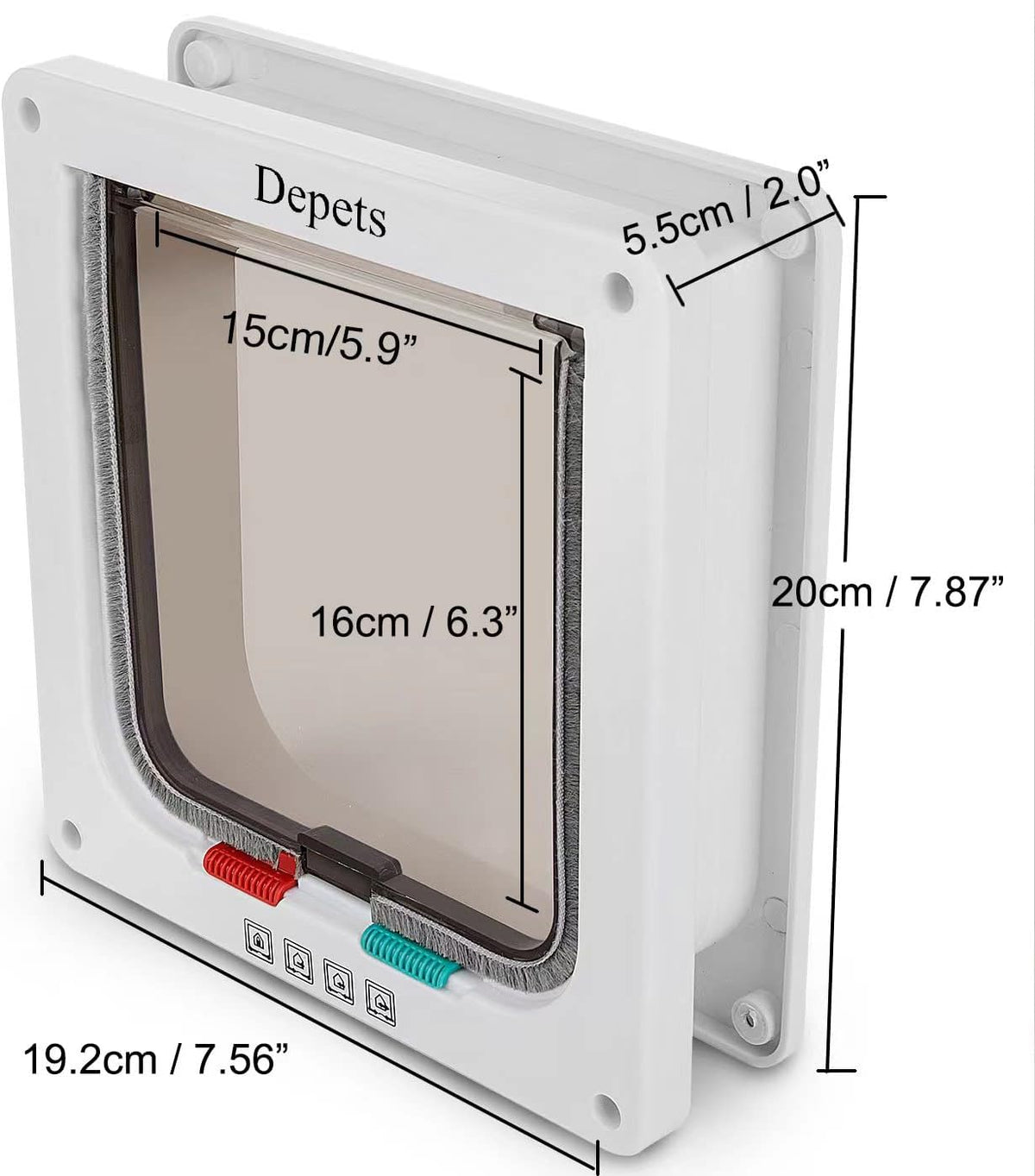 Large Cat Door, 4 Way Locking Cat Flap Door for Interior Exterior Doors, Weatherproof Pet Door - M - Inner Size: 5.9" x 6.3" ( W x H) - image 2