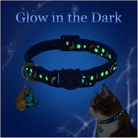 Halloween Cat Collar Breakaway with Bowtie and Bells - Star & Moon - image 4