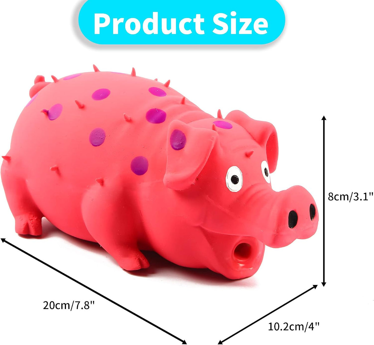 3-Pack Squeaky Pig Dog Toys - Pink, Yellow, Blue - image 2