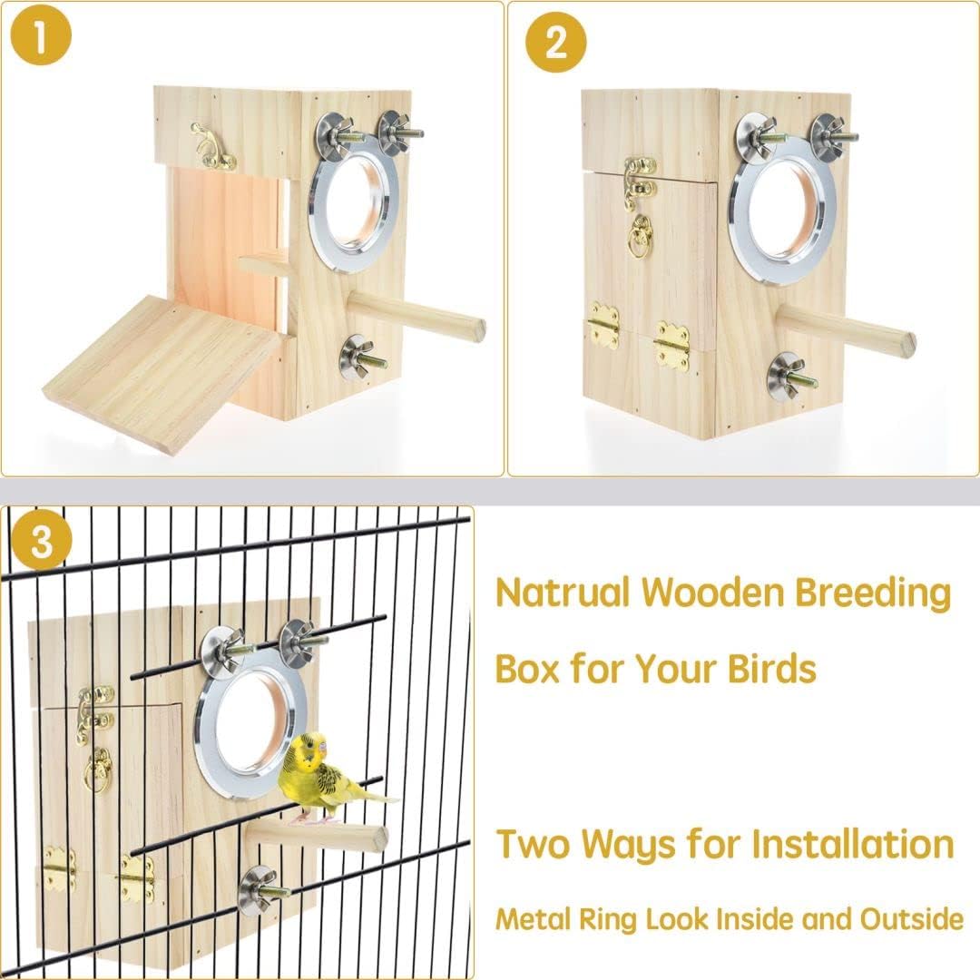 Bird Nest Box Parakeet Breeding Nest Box Bird Nest House Wooden - X-Small - image 4