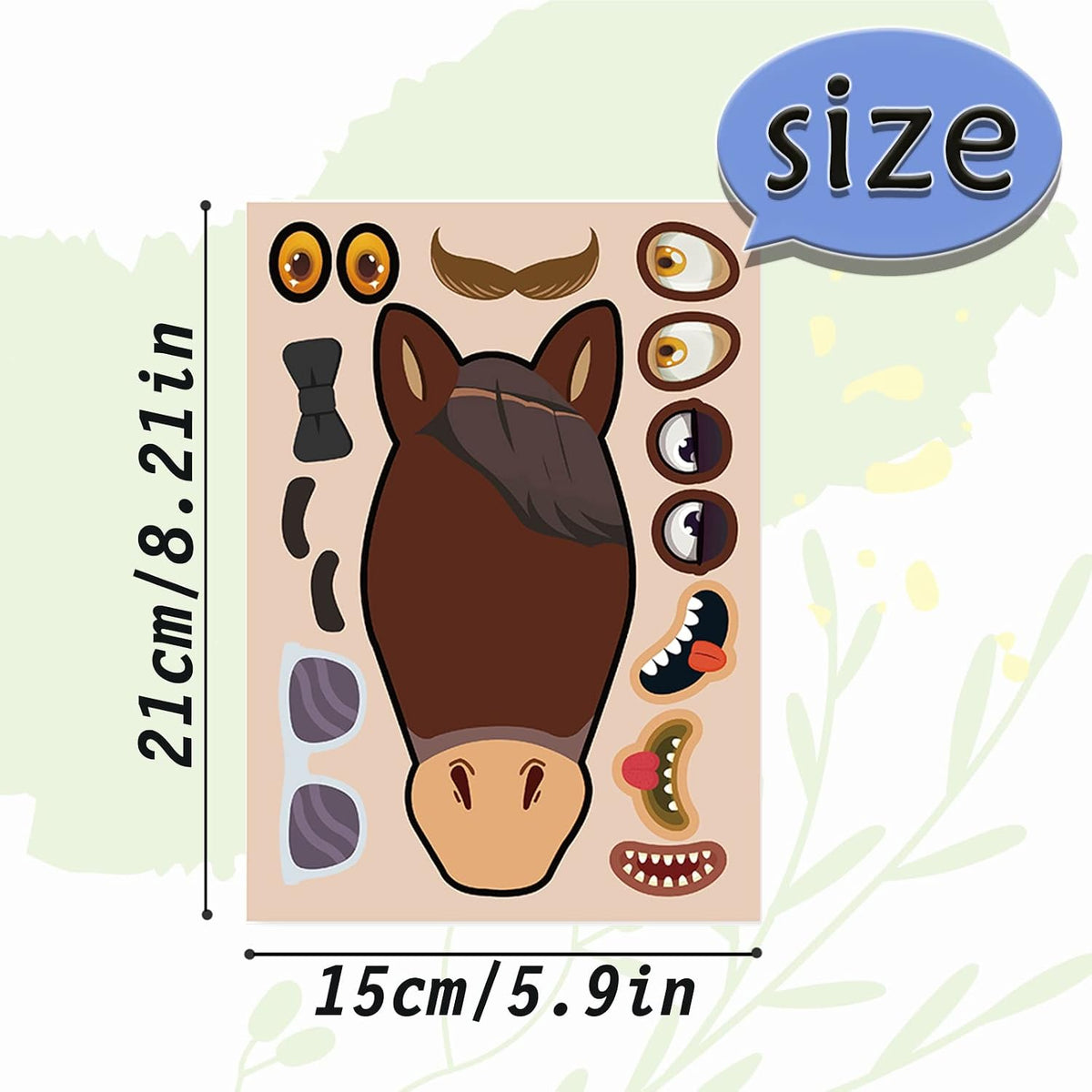 24 Sheets Make a Face Stickers for Kids Toddlers Party Favors Crafts – Fun for Kids & Family - Horse - image 2