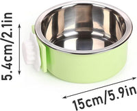 kathson Crate Dog Bowl, Removable Stainless Steel Hanging Pet Cage Bowl Food & Water Feeder Coop Cup for Cat, Puppy, Birds, Rats, Guinea Pigs 2pcs(Blue,Pink)