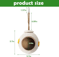 Natural Coconut Hide with Ladder Perches Hanging Bird House Toy - 1pc Coconut Shell with White Rope on the Surface - image 3