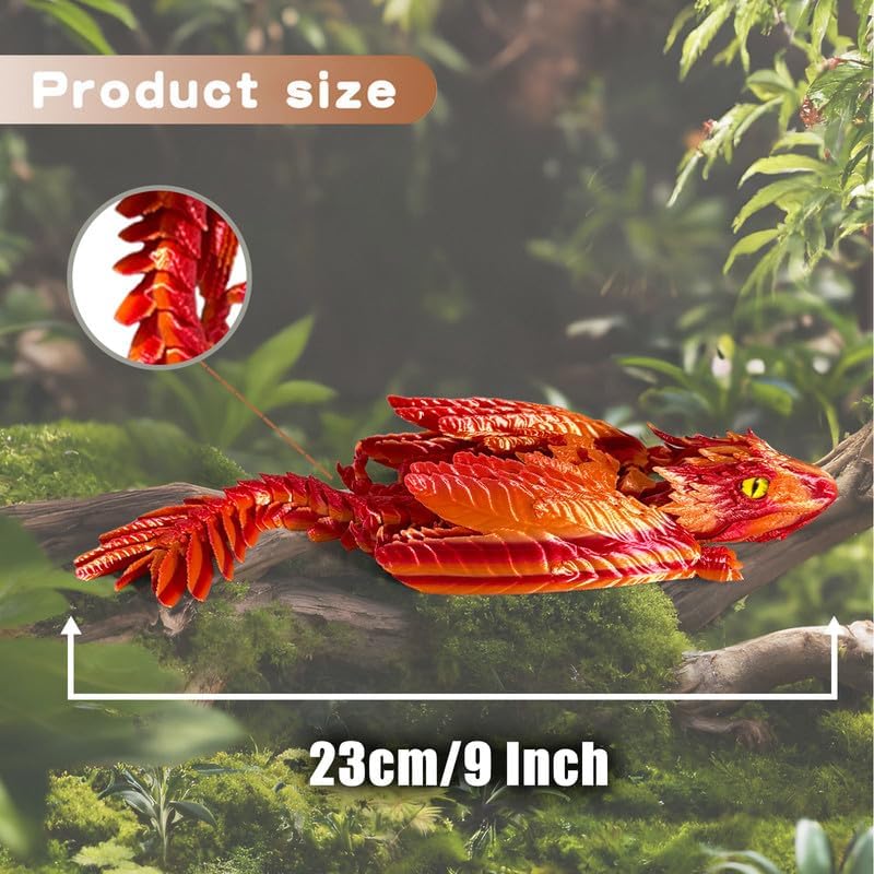 Feathered Wyvern Dragon, 3D Printed Dragon - Red Gold - image 2