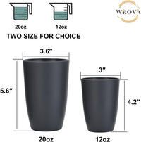 Wrova set of 8 black reusable wheat straw cups, 20 oz, stackable - view 12