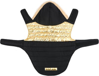 HDE Dog Puffer Jacket Fleece Lined Winter Coat & Harness Hole NVY - XX-Large / 90s Black and Gold Metallic - image 3