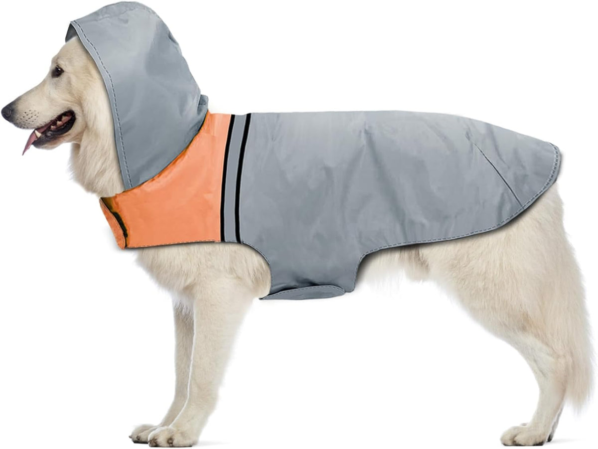Dog Raincoat with Reflective Strip - XXL / Grey
