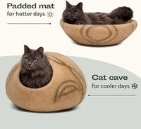 Cat Cave, New Zealand Wool Bed for Indoor Cats - Beige / Large - image 4