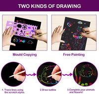 FUNNYB&G 100 Pcs Rainbow Scratch Paper Art for Kids Arts and Crafts - 5*7.2 inch / 100 - image 3