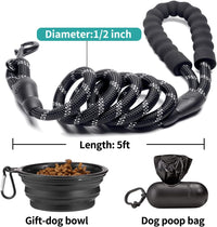 COOYOO 2 Pack Dog Leash 5 FT Heavy Duty - 1/2"x 5 FT (18~120 lbs.) / Set 5-Black+Grey - image 4