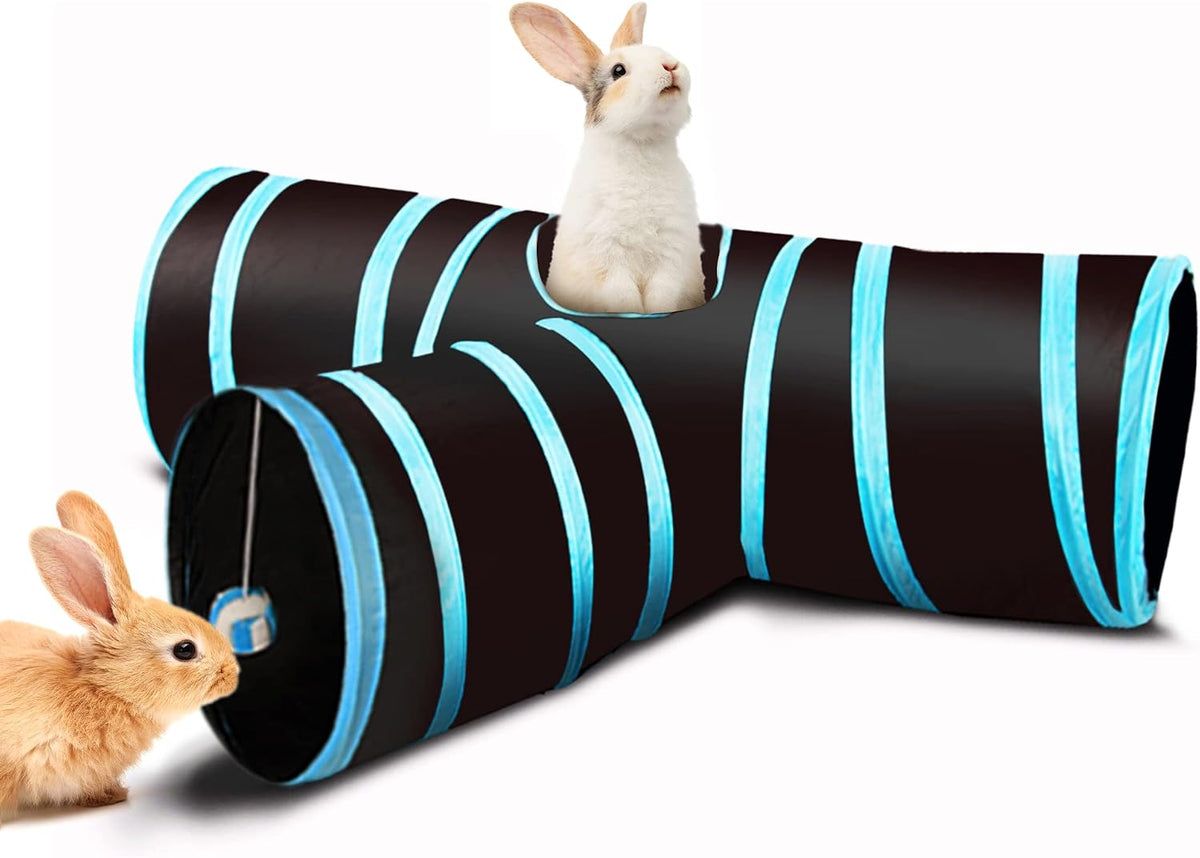 SunGrow Collapsible Tunnel for Cat - Turquoise and Black