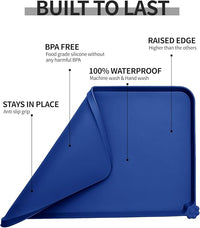 Waterproof Pet Feeding Mat with High Raised Edges, Heavier and Thicker Placemats for Cat Dog Water Bowl with BPA Free, Dogs Cats Food Mats for Messy Drinkers to Prevent Spill and Protect Floors