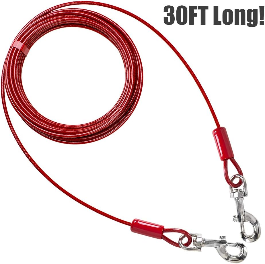 BV Dog Tie Out Cable 30 Feet - 125lbs/ 30ft/ Red / Single - image 3