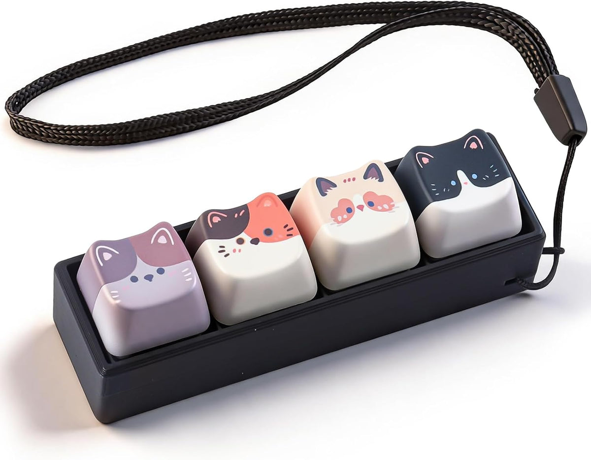 TYRIXKI 2 keyboard fidget toys, black and white heart shape clicker keychains - view 2