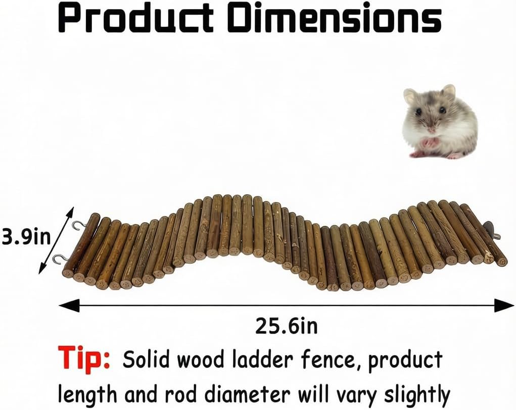 25.6 × 3.9 in Wood Hamster Bridge Rat Climb Toys for Gerbil Mouse - 1PCS-25.6×3.9 in - image 2